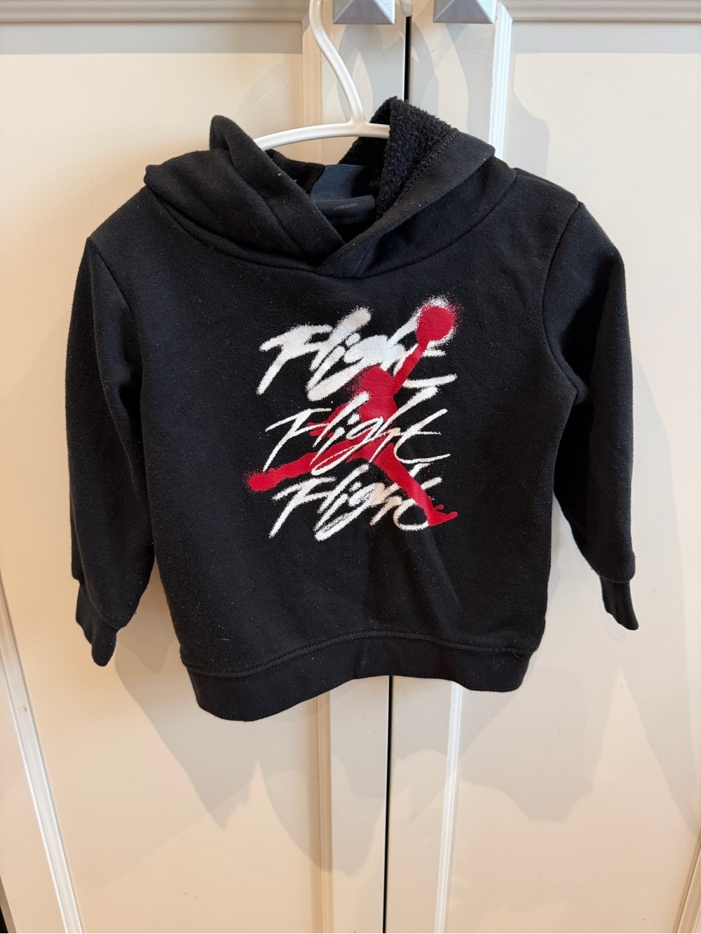 Air jordan 18m flight Kids Black Hoodie with Red Graphic